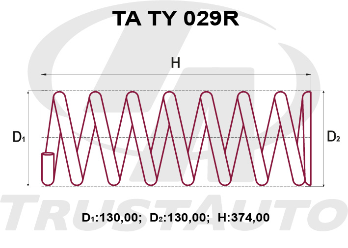 Пружина подвески усиленная (TA) HIACE/REGIUSACE KZH106 (93-99) 48231-2617048231-26180 TRUSTAUTO TATY029R